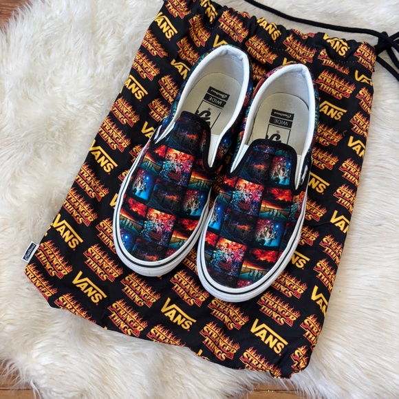 Stranger Things Vans Classic Design Black Slip On Sneakers - Picture 1 of 9